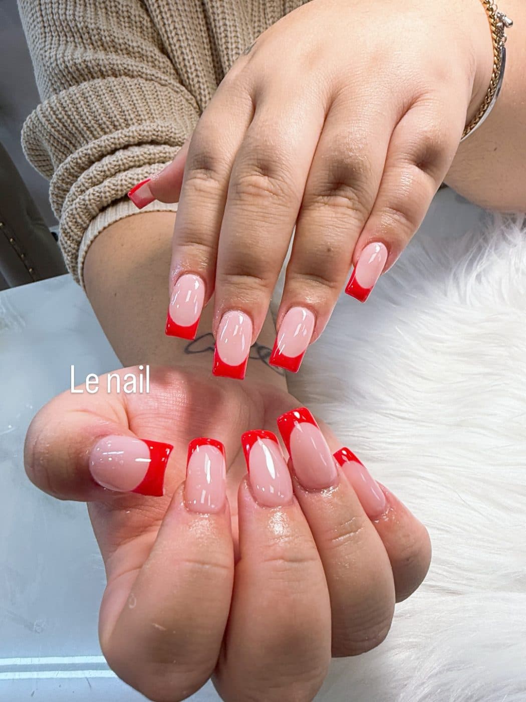 Pink manicure close-up